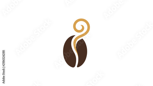 Roasted coffee bean with aroma wave.