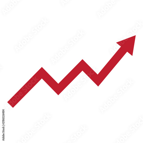 Red upward trend arrow icon