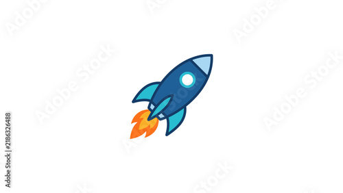 Rocket ship launch icon with flames.