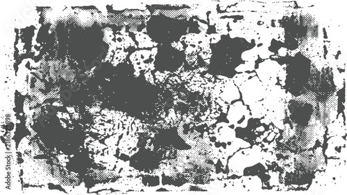 Grunge black and white distressed halftone texture background. Flat vector illustration EPS 10.