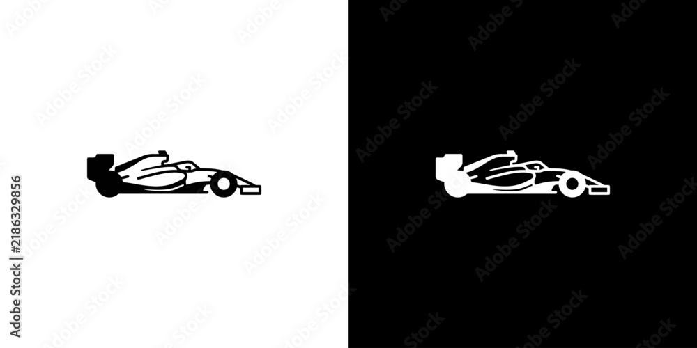 Obraz premium Formula 1 Racing Car Minimalist Icon Set on Contrasting Backgrounds