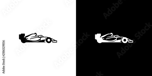 Formula 1 Racing Car Minimalist Icon Set on Contrasting Backgrounds