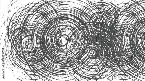 Abstract Black and White Grunge Concentric Circles Pattern, Distressed Vector Ripple Texture. Flat vector illustration EPS 10.
