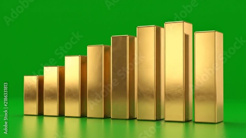 Gold Bar Financial Growth Bar Graph Illustration for Business Video Presentation Projects