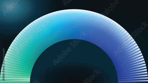 Luminous Gradient Arc Forming a Vibrant Spectrum of Blue and Green Light