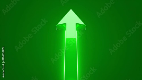 Green Glowing Upward Directional Arrow Motion Graphic Video Representing Financial Growth and Success