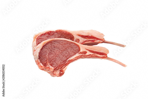 Obraz na płótnie Two Fresh Raw Lamb Rib Chops with Bone