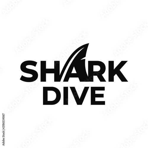 SHARK DIVE typography logo with integrated shark fin.
