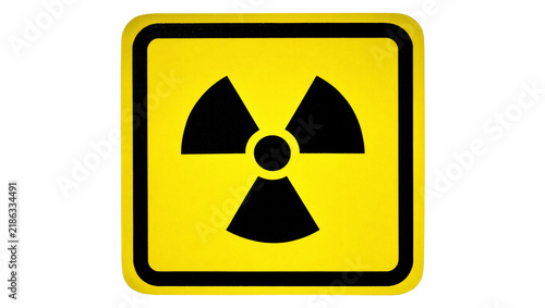 Konstfotografi Yellow radiation hazard symbol with black border, isolated on transparent backgr