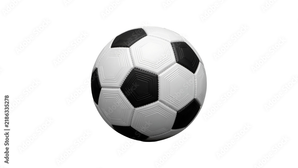 Fototapeta premium Classic black and white soccer ball, isolated on transparent background