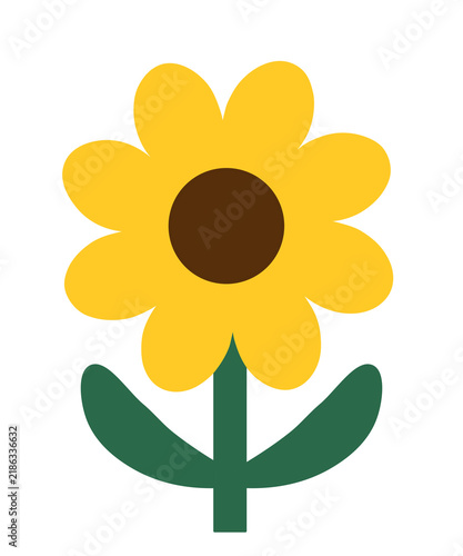 Sunflower Bloom Illustration with Green Stem Isolated on Transparent Background