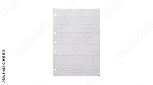 Принти на полотні Single lined notebook paper sheet with holes for binder storage and professional document writing