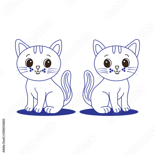 Illustration of twin cats