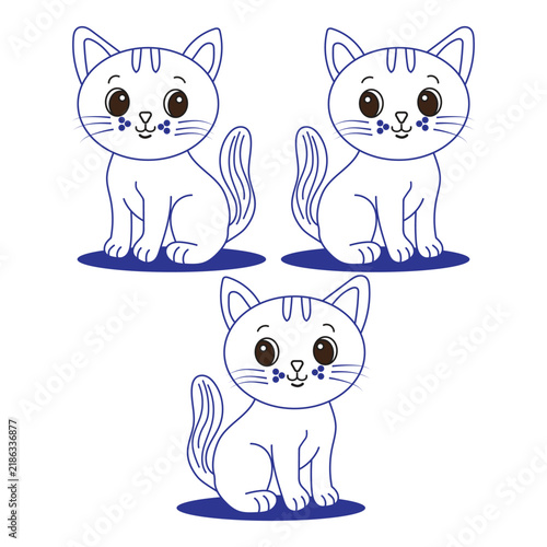 set of funny cartoon cats