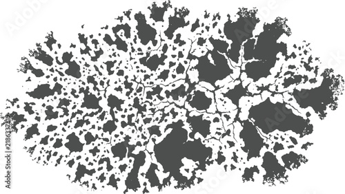 Black grunge texture of organic porous structure isolated on white background. Flat vector illustration EPS 10.
