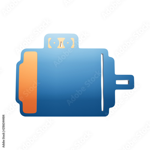 A stylized blue and orange electric motor icon featuring a rectangular body with a shaft, rendered in a clean, flat, vector-style on white background isolated on a transparent background