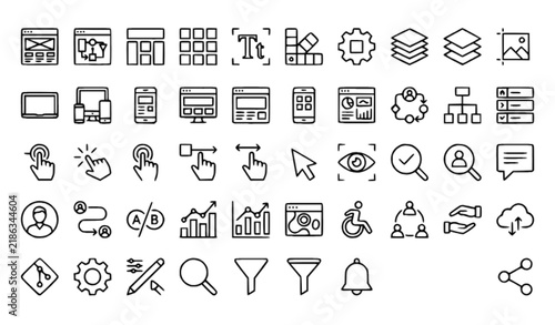 Fotografie UI UX Design Workflow Icons Mega Collection – Interface Design, Prototyping and