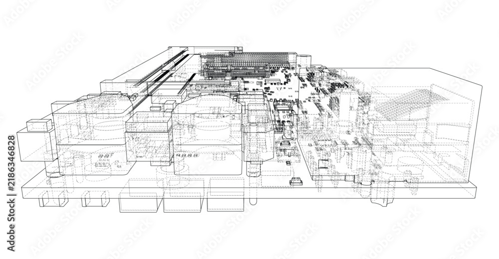 Fototapeta premium circuit board wireframe illustration. Vector