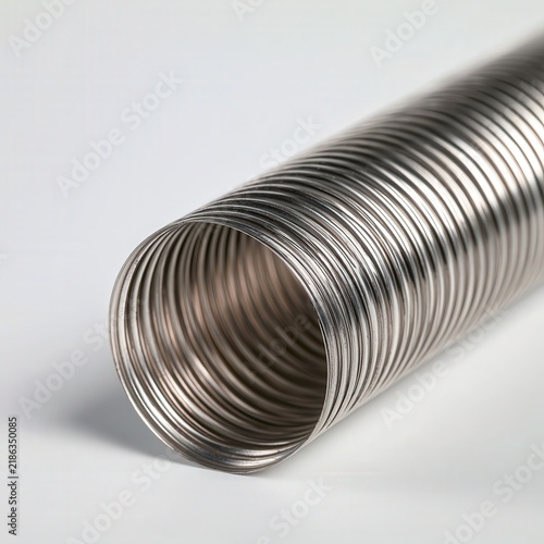 Flexible metal tube on a white background