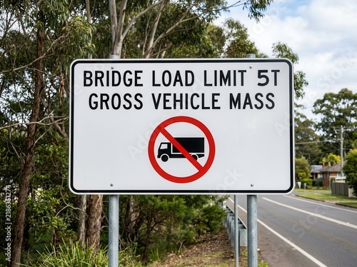Bridge Load Limit 5t Gross Vehicle Mass Signage Caution