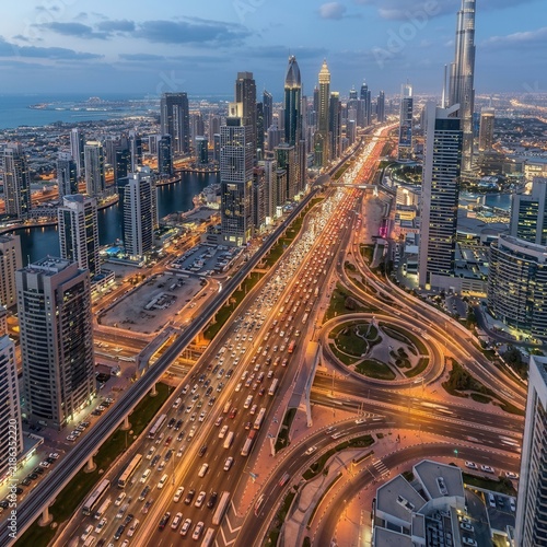 Bustling Urban Highway Illuminated At Dusk
