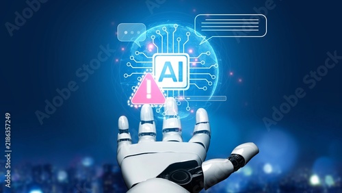 AI interface showing prompt error warning and system alert. AI prompt failure can lead to incorrect output or hallucination. Managing AI prompt error is crucial in safe AI deployment. Muxer