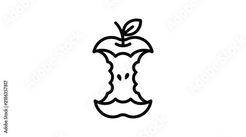Foto Apple core illustration depicts a discarded fruit remnant on a white background