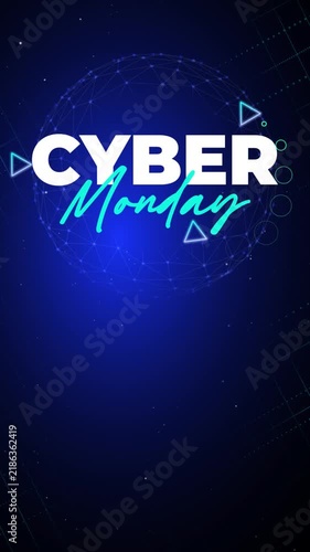 Cyber Monday Background with Blue Neon Sale Typography