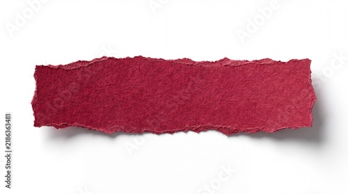 A vibrant red piece of torn paper on a clean white background