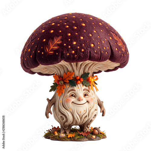 Whimsical Halloween potion bottle in translucent smoky purple glass with sculpted spider legs, glowing orange liquid, enchanted