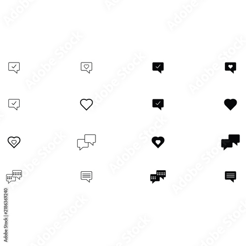 Minimal Chat, Comment and Heart Social Media Icon Set