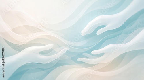 Soft Blue Abstract Healthcare Background with Flowing Wave Lines