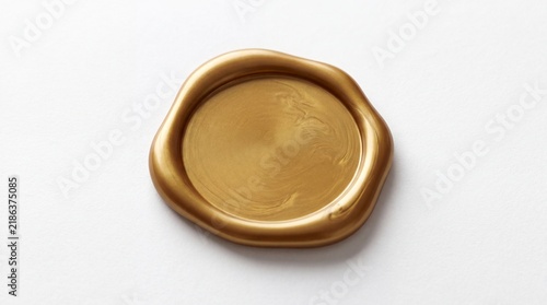 A golden wax seal on a white background, symbolizing authenticity and official documentation