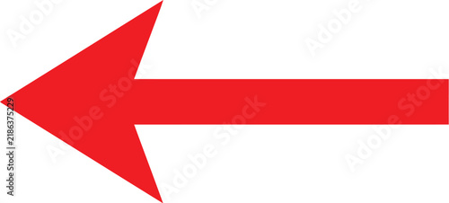 red arrow on white background. red arrow with straight triangular head pointing left on white background. vector illustration eps file.