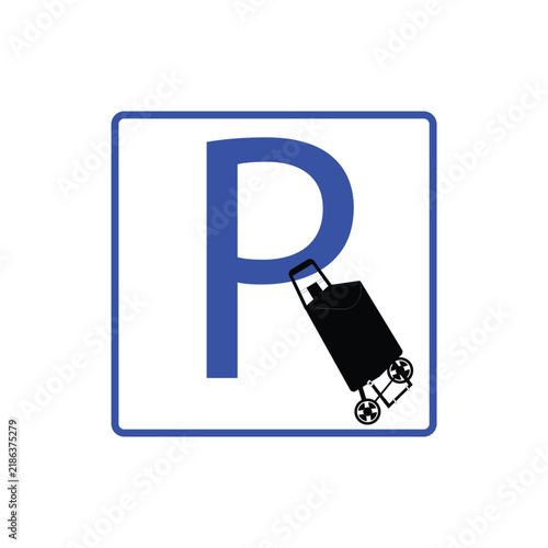 Parking for shopping trolleys. Store sign.