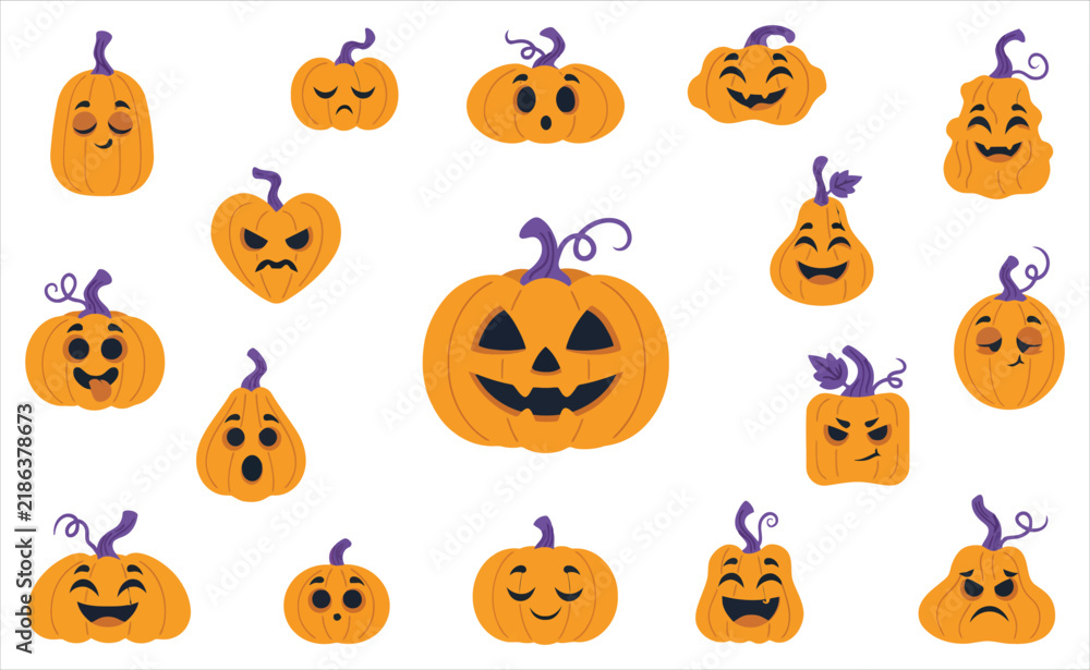 Fototapeta premium Colorful jack o lantern pattern seamless repeat halloween festive background