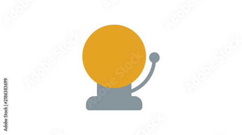 Golden doorbell with gray base is a flat icon on white background