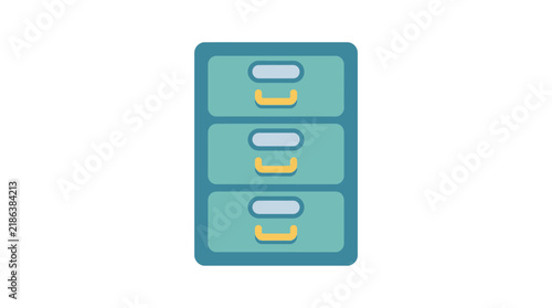File cabinet with three drawers is a flat vector illustration