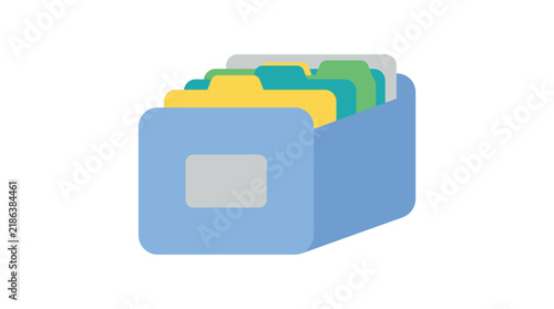 File folder overflowing with colorful documents flat vector illustration