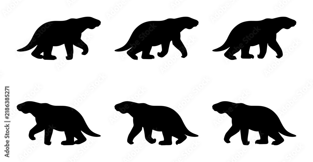 Obraz premium Dinosaur Silhouettes, Prehistoric Animal Icons, Jurassic Era Vector Graphics, Retro Dino Collection
