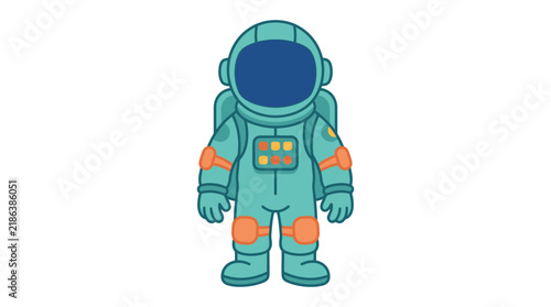 Astronaut suit illustration with orange accents on a white background