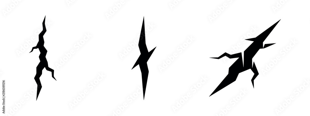 Fototapeta premium Abstract Crack and Shattered Lightning Bolt Silhouettes