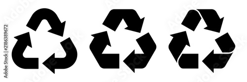 Recycle icon set black vector symbol collection mobius loop eco sign