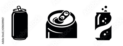 Fotografía Beverage cans icon set, including open and carbonated drink options