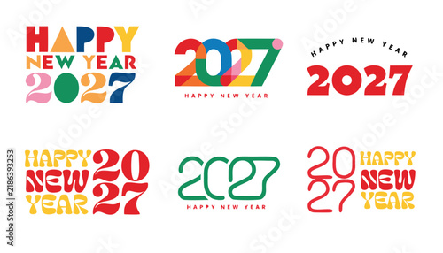 Happy New Year 2027 set, 2027 number logo collection on white background. vector