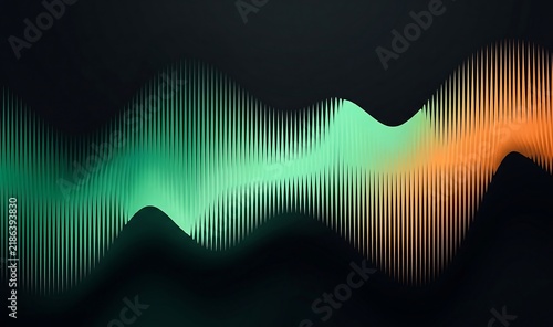 Futuristic Green and Orange Audio Wave Visualization