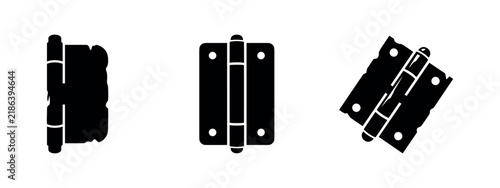 Bild auf Leinwand Variety of door hinge silhouettes, metal hardware and construction icons