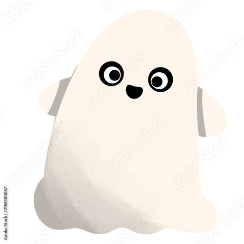 Adorable cute white ghost illustration for Halloween design