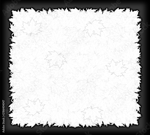 Square black and white frame with an autumn theme. Frame with autumn maple leaves. Suitable for cards, invitations and posters. Vector illustration.