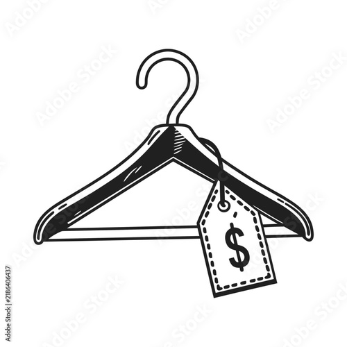 Clothing Hanger Price Tag Black Silhouette Vector